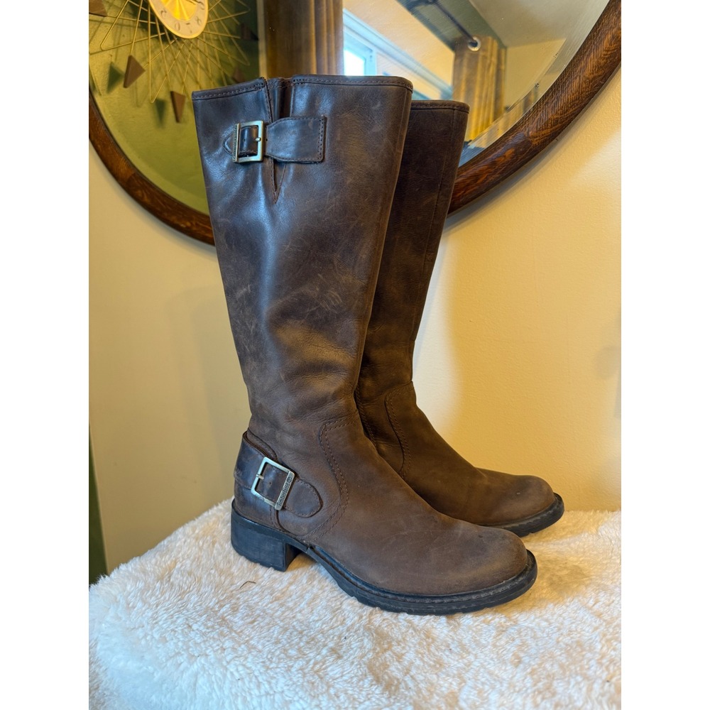 Timberland Brown Leather Buckle Accent Knee High Riding Boots‎ Women's